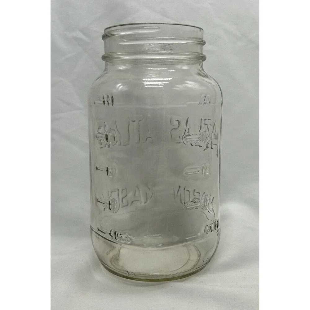 Vintage‎ Atlas Mason Jar No Lid Hazel Atlas 20 Oz Marking on Bottom 4 Clear